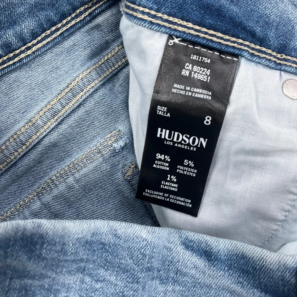 Hudson LA Jeans Womens 8 Blue‎ Stonewash Button Flap Straight Leg Stretch Denim